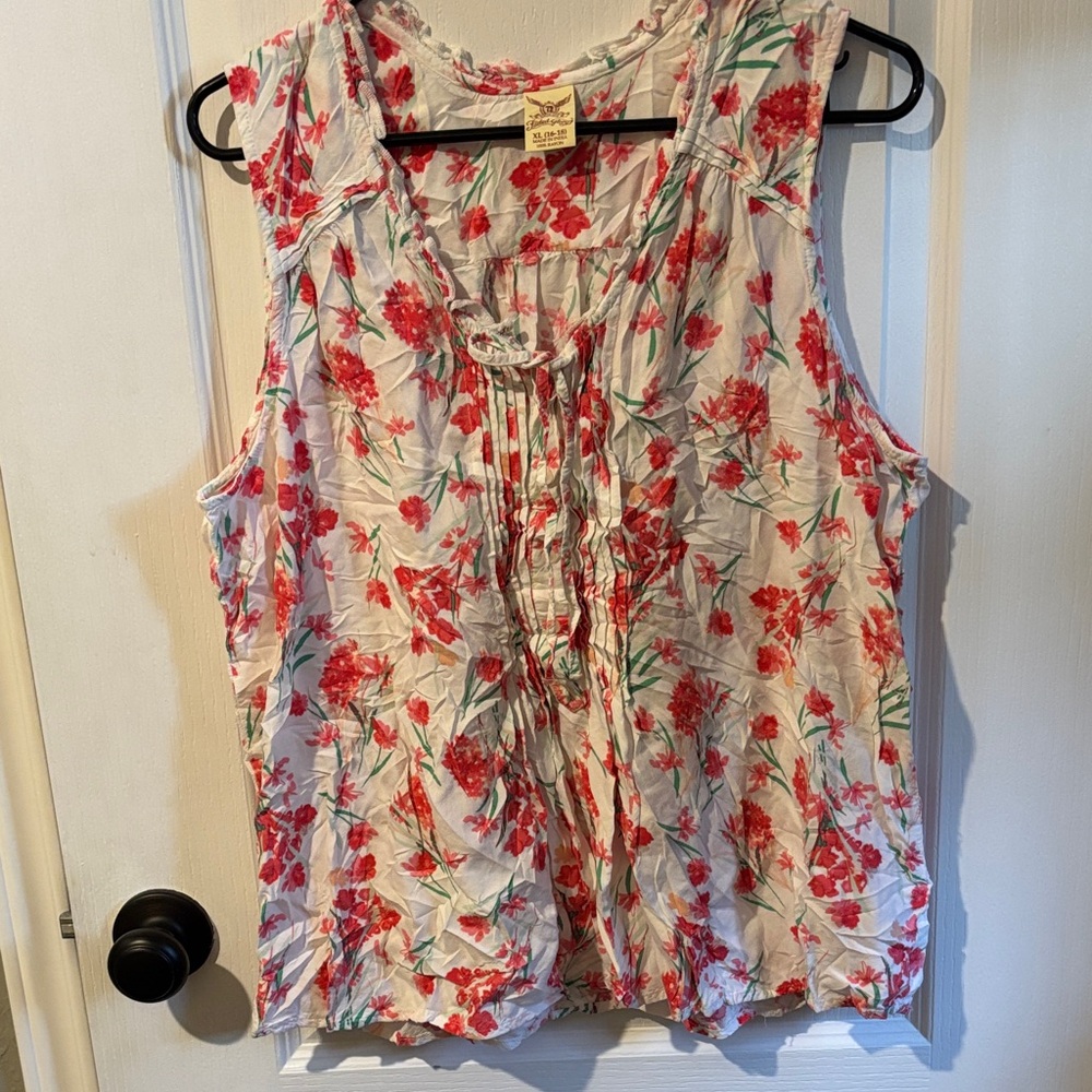 Faded Glory Floral Blouse - Pink and White